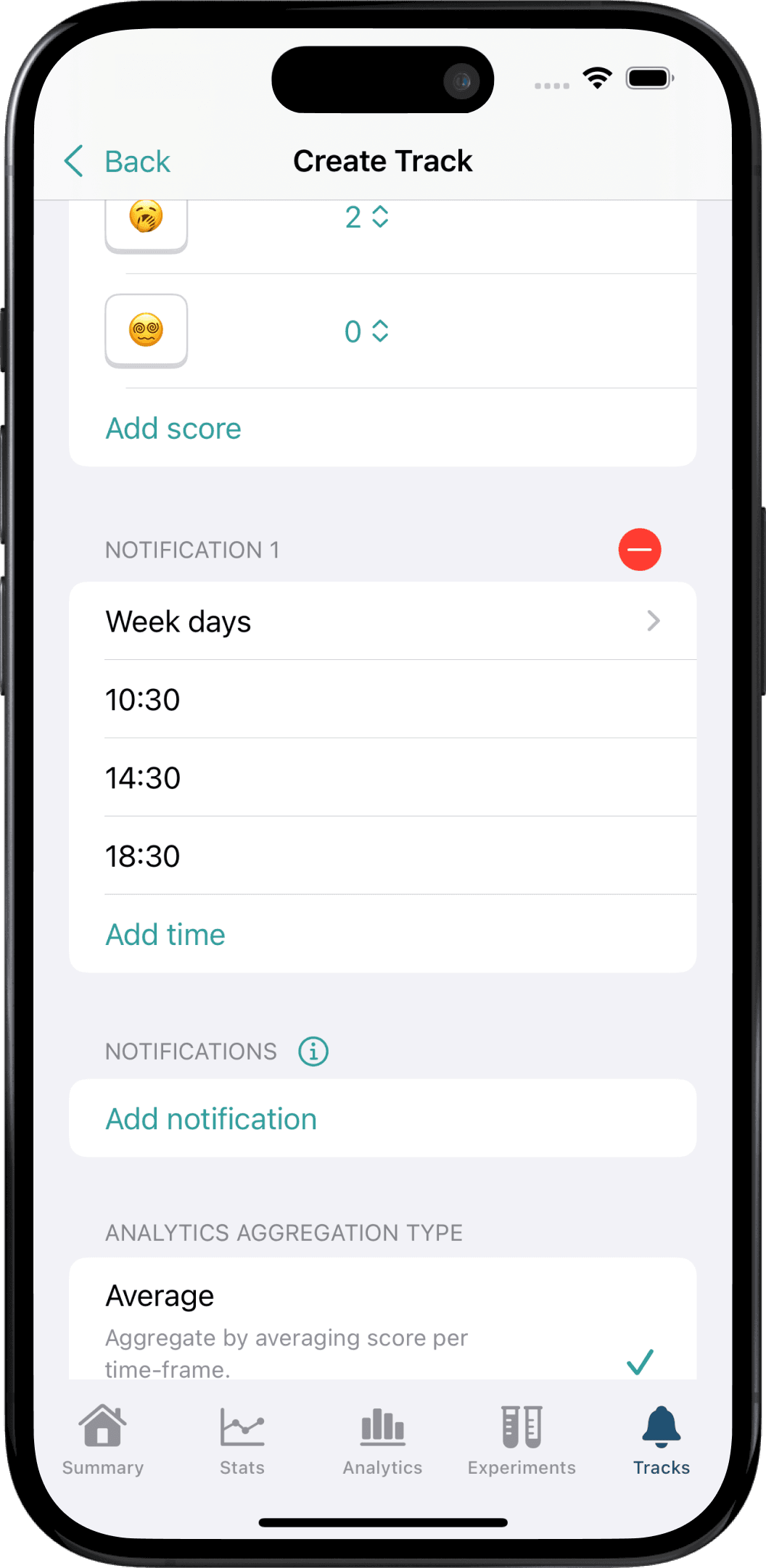 Set up notifications times